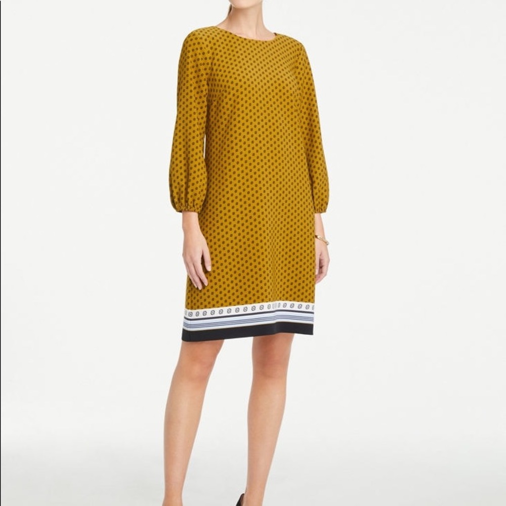 Ann Taylor shift dress striped balloon sleeve